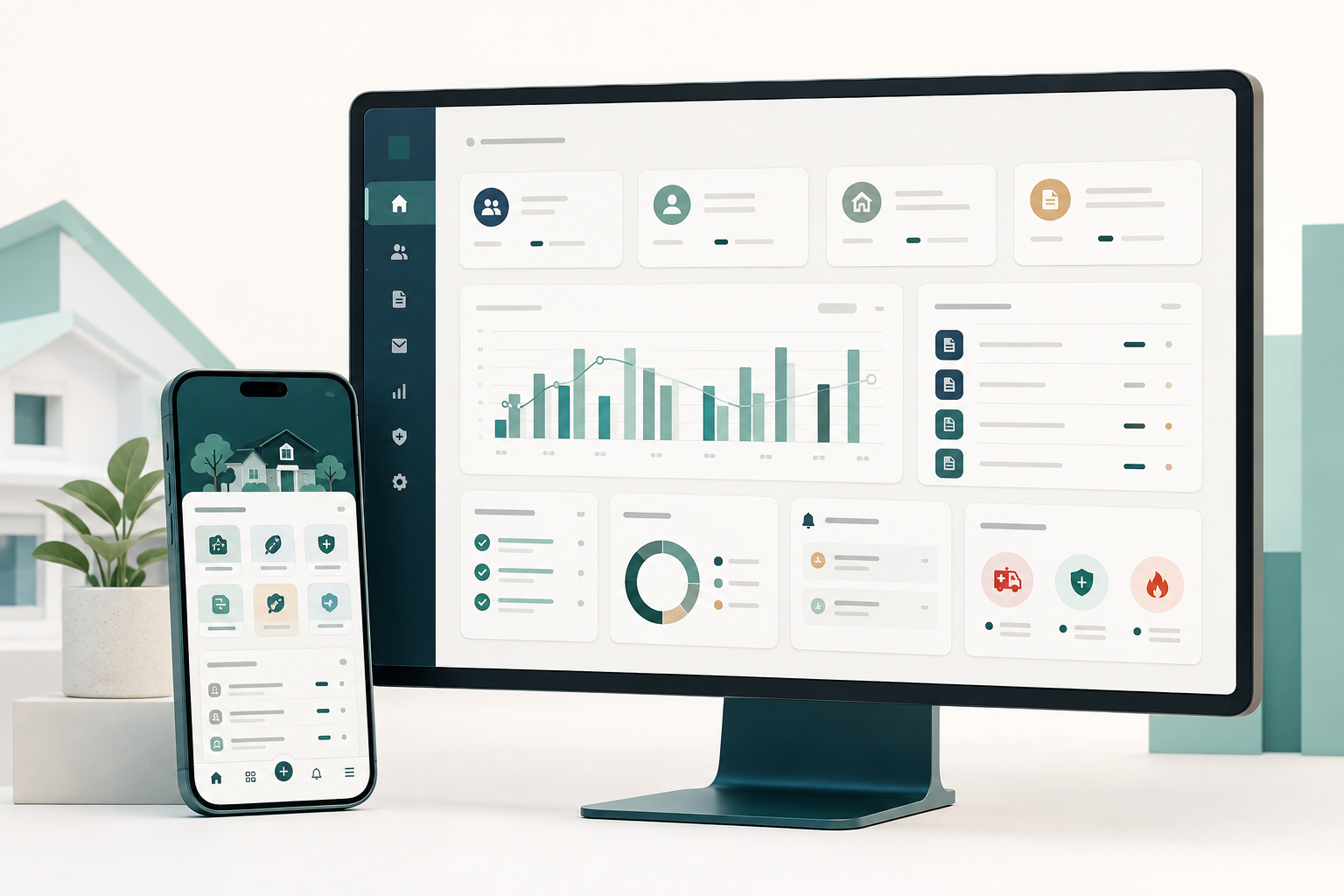 Ilustrasi dashboard administrasi RTNUSA di desktop dan ponsel